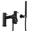 Just Taps Vos Deck Mounted Bath Shower Mixer Tap with Shower Kit-Matt Black