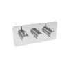 Saneux COS 3 way thermostatic shower valve kit in landscape with knurled handles - Chrome