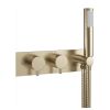 Crosswater MPRO 2 Outlet 2 Handle Brushed Brass Thermostatic Bath Shower Valve with Kit