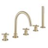 Crosswater MPRO Bath 5 Hole Set with Crosshead - Brushed Brass