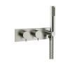 Crosswater MPRO 2 Outlet 2 Handle Brushed Stainless Steel Thermostatic Bath Shower Valve with Kit
