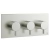 Crosswater MPRO 2 Outlet 3 Handle Thermostatic Shower Valve Brushed Stainless Steel 