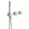 Crosswater Module 3 Outlet 2 Handle Shower Valve & Handset Brushed Stainless Steel