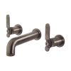 Crosswater UNION Three Hole Wall Mounted Basin Set Levers Brushed Black Chrome