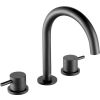Just Taps Vos 3-Hole Deck Mounted Designer Handle Basin Mixer Tap-Matt Black