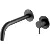 Just Taps VOS Matt Black Single Lever Wall Mounted Basin Mixer with Spout 250mm, Designer Handle - Matt Black