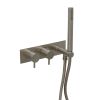 Just Taps VOS Brushed Black Thermostatic Concealed 2 Outlet Shower Valve With Attached Handset