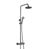 Just Taps Vos Brushed Black Thermostatic Exposed Bar Valve Shower Kit